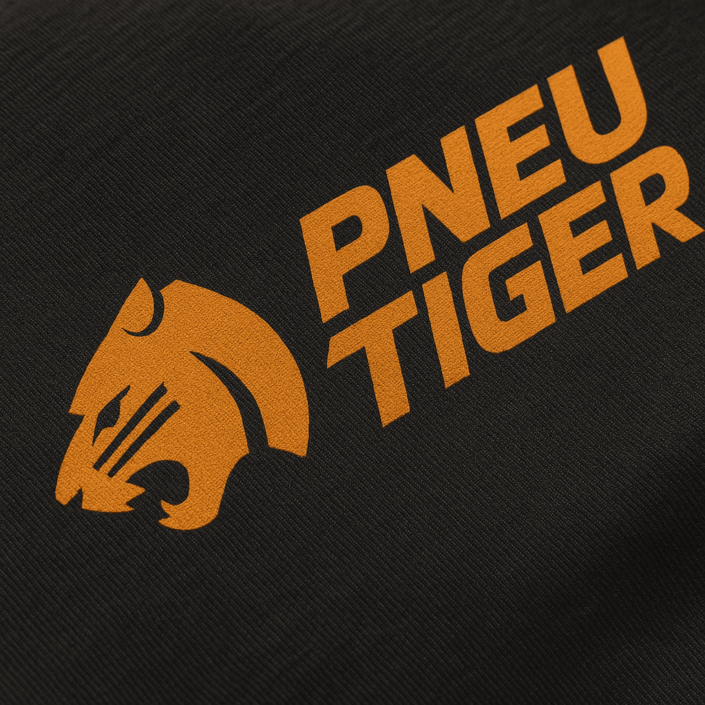 Sítotisk firemního loga Pneu Tiger na bavlněném tričku
